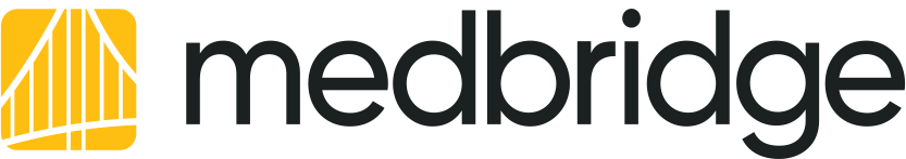 Medbridge logo with bold black text and a yellow icon on the left.